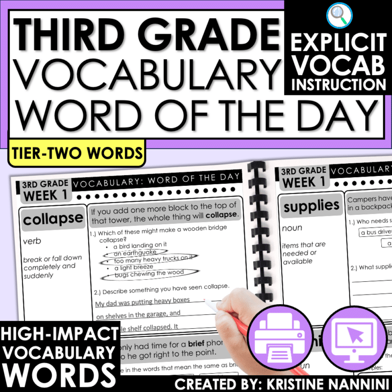 3rd Grade Vocabulary Word of the Day Activities Multi Meaning Words ...