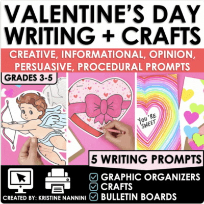 Valentine's Day Writing Prompts for a February Bulletin Board Craft