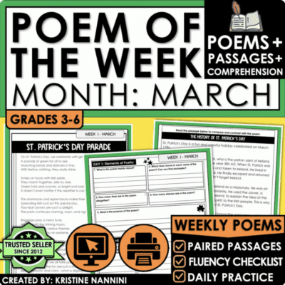 March Poem of the Week Reading Comprehension with Paired Passages