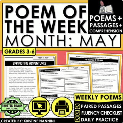 May Poetry Reading Comprehension with Paired Passages Poem of the Week