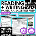 4th Grade ELA Test Prep Paired Passages REading and Writing