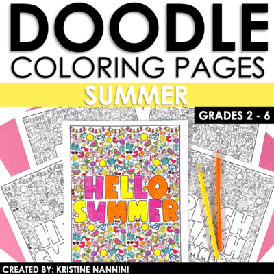 End of the Year Doodle Coloring | Summer Coloring Pages Last Day of School