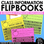 Class Information Flip Books Back to School