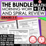 3rd grade, 4th grade, 5th grade, ela and math spiral review morning work bell ringer