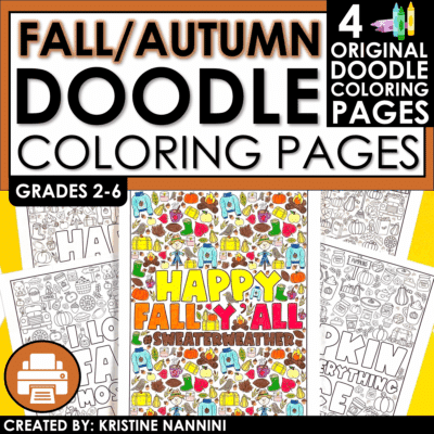 Fall Coloring Pages: Bulletin Boards, Door Decor, or Calm Down Corner Printables