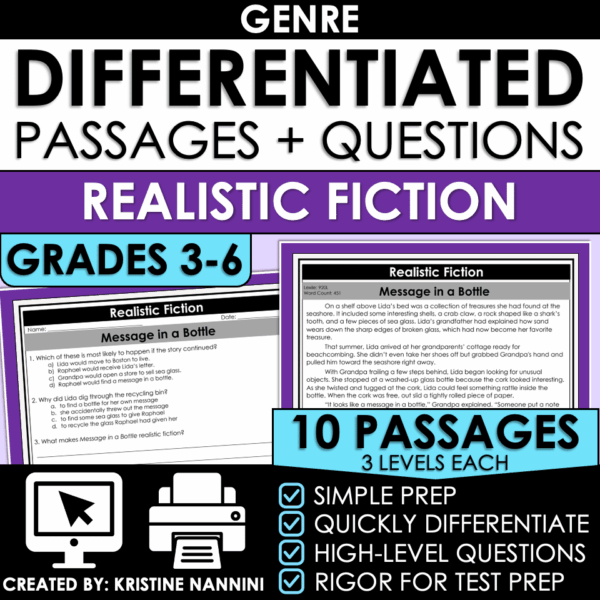 Realistic Fiction Differentiated Reading Comprehension