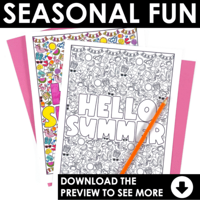 End of the Year Doodle Coloring | Summer Coloring Pages Last Day of School - Image 4