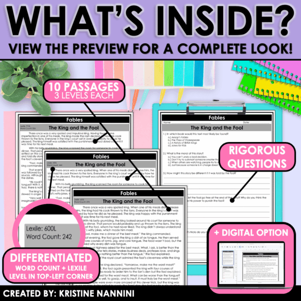 Slide4 Fable Differentiated Reading Comprehension Passages