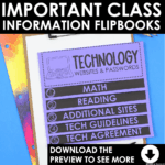 Class Information Flip Books Back to School