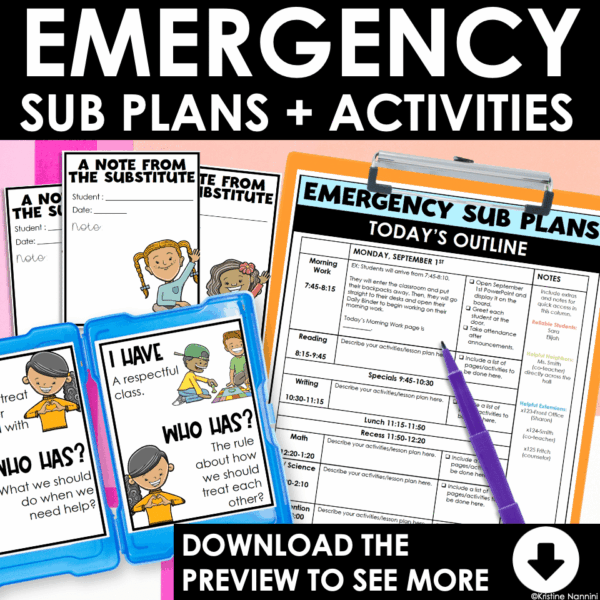 Slide4 4th Grade Emergency Sub Plans