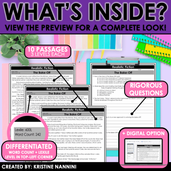 Slide40 Realistic Fiction Differentiated Reading Comprehension