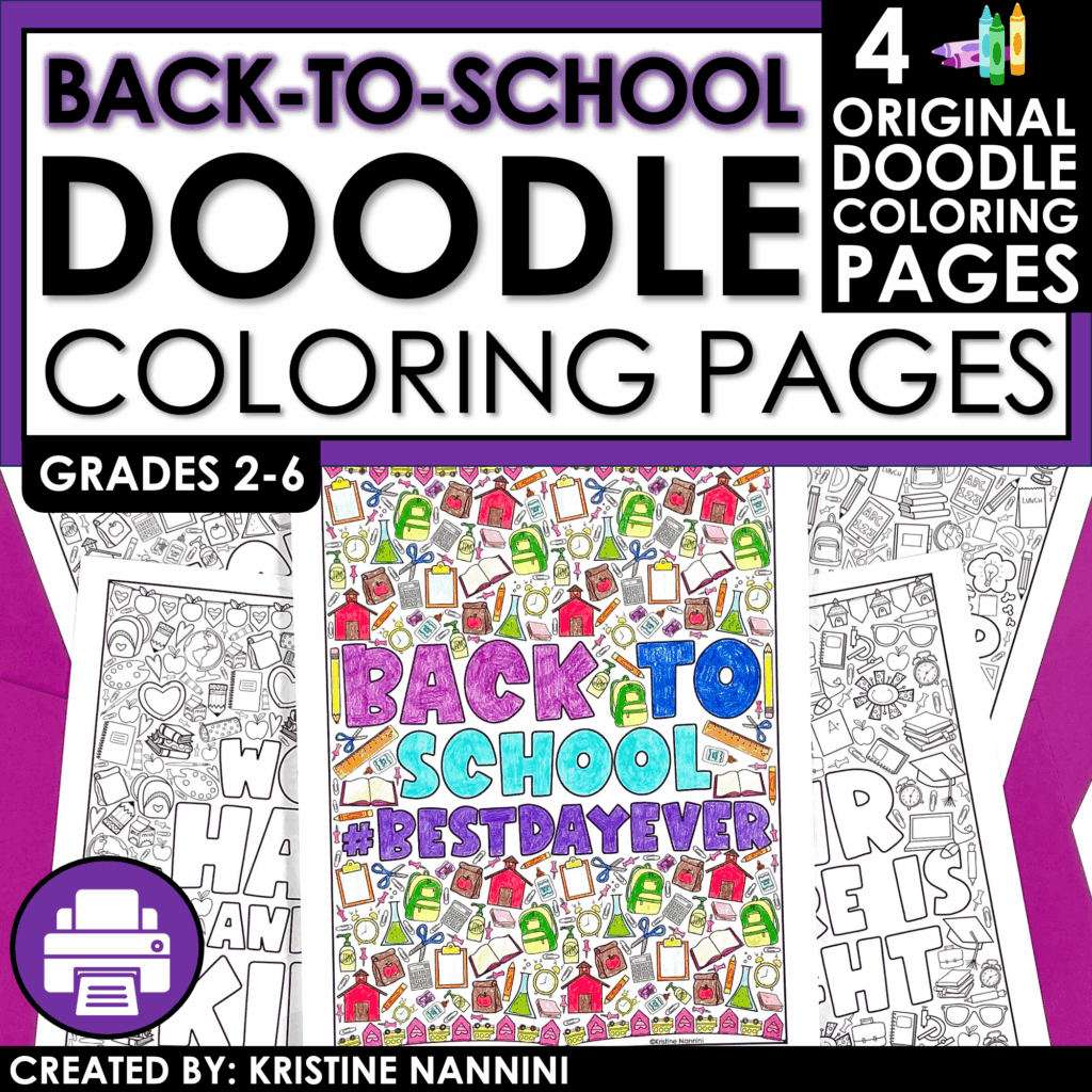 Back to School Coloring Pages | Seasonal Doodle Coloring Sheets