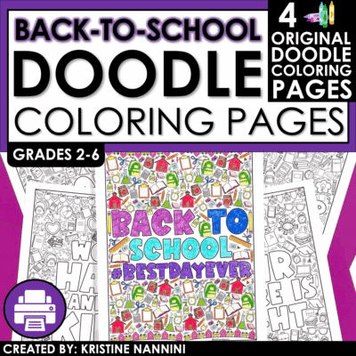 Back to School Coloring Pages | Seasonal Doodle Coloring Sheets
