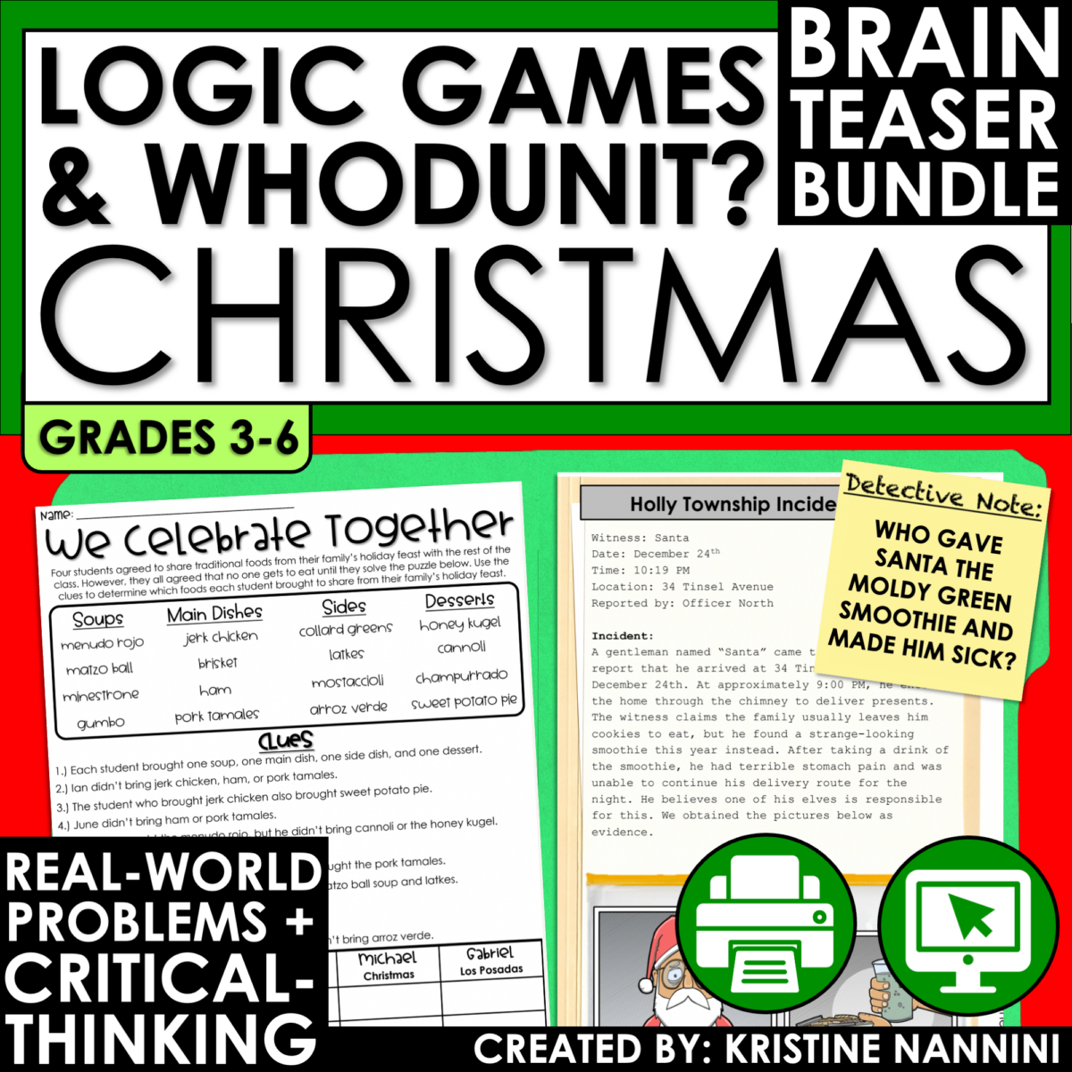 Christmas Math Logic Puzzles and Whodunit Bundle | Early Finishers ...