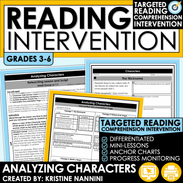 Analyzing Characters Reading Comprehension Intervention Toolkit