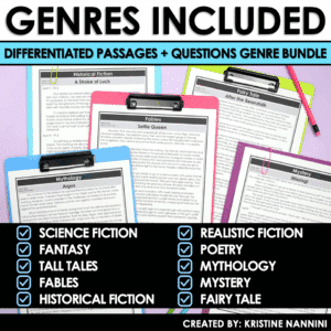 Genre Reading Comprehension Passage Bundle