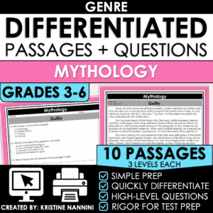 Mythology Genre Differentiated Comprehension Passages