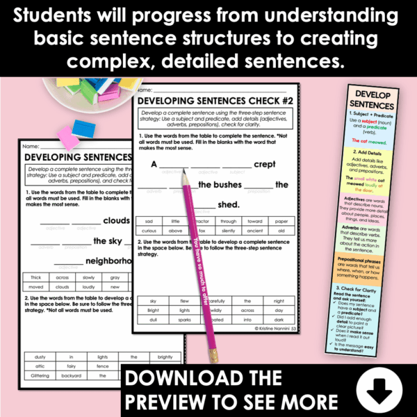 Slide4 Developing Sentences Practice Resource
