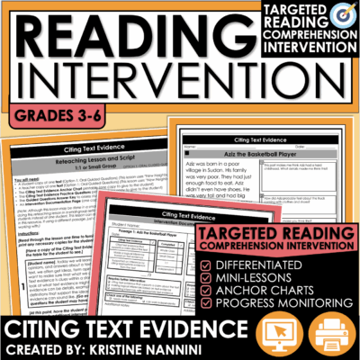 Citing Text Evidence Reading Comprehension for Reading Intervention