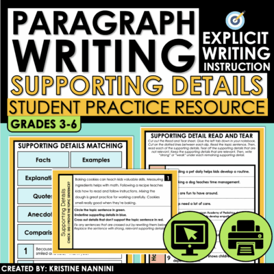 Paragraph Writing Practice: Main Idea Supporting Details with Topic Sentence