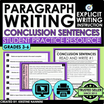 Paragraph Writing Practice: Conclusion Sentences Practice Writing Conclusions