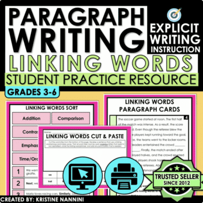 Paragraph Writing Practice: Transition Words with Linking Words Practice