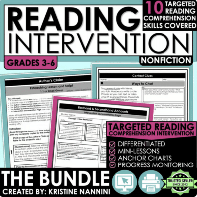 Nonfiction Reading Comprehension Intervention Bundle with Progress Monitoring