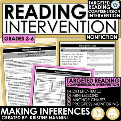 Nonfiction Making Inferences Reading Intervention Inferring Progress Monitoring