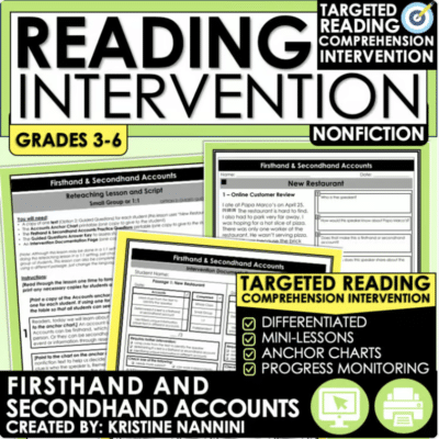 Firsthand and Secondhand Accounts Reading Intervention with Progress Monitoring