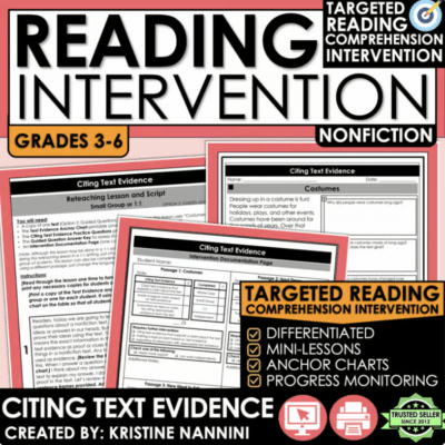 Citing Text Evidence Nonfiction Reading Intervention Informational Text